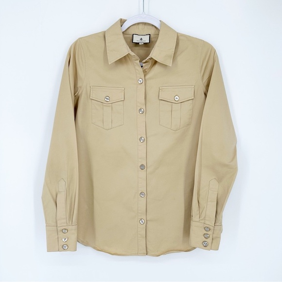 Tuckernuck Steele Shirt Button Down Blouse in Khaki Women’s Size XS Top - Picture 3 of 7